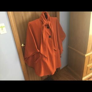 Burnt orange caftan sleeve(poncho) jacket.Sunrise
